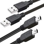 2 Pack 10ft PS3 Controller Charging Cable,SCOVEE Mini USB Charger Cable Cord for Sony Playstation 3/ PS3 Slim SixAxis Wireless Controller Wire,PS Move,Mini-B Play Cable for GoPro Hero-4,HD,Dash Cam