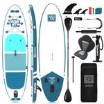 TIGERXBANG Stand Up Paddle Boards 10'6" x 32" x 6" with Premium SUP Board Accessories, Inflatable Paddle Boards for Adults/Kids with Double-Bladed Paddle, Kayak Seat, Defender-Pro Blue