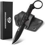 DRACHENADER small fixed blade knife with full tang design, outdoor fixed blade knife outdoor survival knife with G10 handle, black + red