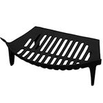 KetoPlastics Cast Iron Fire Grate for 14 Inch Opening Heavy Duty Fire Log Coal Fireplace Rack Front Open Basket, Black