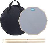 Practice Drum Pad and Sticks Set: 12 Inch Silent Snare Drums Pads Double Sided for Real Feel Practice Drumming with Storage Bag and 5A Drumsticks (12 inch Gray)
