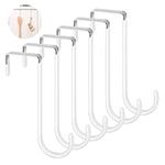 HEQU Over The Door Hooks 6 Pack, Single Hooks Door Hanger, Towel Hanger Wreath Hanger with Soft Rubber, Sturdy Metal Over Door Hooks for Hanging Clothes Coats Towels Hats Bags, White