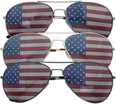 grinderPUNCH 3 Pack Bulk USA America Glasses - American Flag Aviator Sunglasses - Assorted Colors