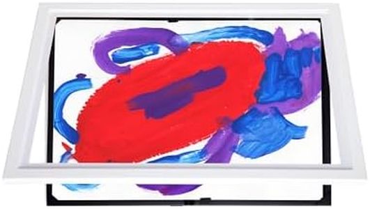 Dynamic Frames Li’l Davinci Art Cabinet, Stores up to 50 Pieces of 18 x 24 inch Art, Outer Wooden Frame 20.88 x 26.88 inches, Kids Art Frame, Front Opening, Universal Hanging, White