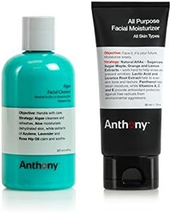 Anthony Sensitive Skin Duo, All-Purpose Facial Moisturizer - Men’s Hydrating Lotion for Dry Skin and Algae Facial Cleanser