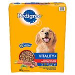 PEDIGREE VITALITY+ Adult Dry Dog Food, Hearty Beef and Vegetable Flavour, 14kg Bag