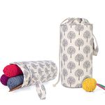 Luxja Yarn Storage Bag, Portable Knitting Bag for Yarn Skeins, Crochet Hooks, Knitting Needles (up to 14 Inches) and Other Small Accessories (Large/Trees)