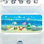 Cartoon Tub Mat, Bathtub Mat Non Slip, Bath Mat for Kids & Toddlers, Baby-Friendly, Anti Slip Bathtub Mat for Tub, Shower Mat - Fun & Safe Bath Time Experience, 86 X 39 cm Tub Mat (Blue Ocean) (Ships)