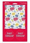 Abacus Cards 08772A "Birthday Monsters" Gift Wrap Pack with 2 Sheets & 2 Tags - Plastic Free & Fully Recyclable
