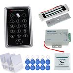 HFeng Door Access Control System RFID Controller Kit Keypad 125KHz with Power Supply + 180kg Waterproof Electric Magnetic Lock + 20 Cards