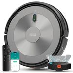 Robot Vacuum Cleaner with Mop, 4000Pa Strong Suction Robot Vacuum, 2 in 1 Ultra Slim Robotic Vacuums with Self-Charging/Carpet Boost, Wi-Fi/APP/Alexa/Remote for Pet Hair Hard Floor Carpet (Silver)