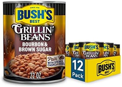 BUSH'S BEST Canned Bourbon and Brown Sugar Grillin' Beans (Pack of 12), Source of Plant Based Protein and Fiber, Gluten Free, 22 oz