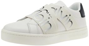 Calvin Klein Jeans Women's Classic Cupsole Elast LTH YW0YW01443 Sneaker, White (Bright White/Creamy White/Black), 6.5 UK