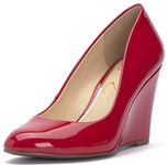 Jessica Simpson Women's Cash Slip On Wedge, Red Patent, 7