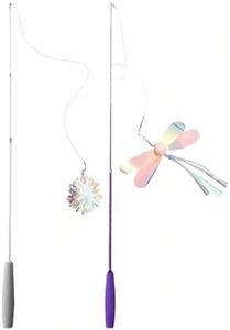 Generic 2Pc Dragonfly Cat Wand Toys Cat Interactive Toy Cat Toys for Indoor Cats Kitty Kitten Interactive Teaser Toys for Kitty Kitten Cat Stick Toy 2Pieces Multi One-Size