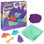 Kinetic Sand Sandbox Set, 1lb Purple Play Sand, Sandbox Storage, 4 Molds and Tools, Sensory Toys for Kids Ages 3+