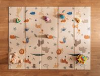 Nuby Foldable Reversible Play Mat - Easy Clean | Reversible | Waterproof | Suitable from Birth | 147 x 195 cm (Safari)