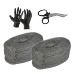 Steel Wool Mice 2 Piece, Coarse Wire Wool Rat Control Gap Blockers with Work Gloves and Scissors, DIY Fill Fabric Kit To Stop Rats Mice Insect Pests, 3m Roll Each