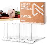 Acrylic Shelf Dividers for Closets - Clear Shelf Dividers for Wooden Shelves & Linen Closet Organizer - Sturdy and Easy Set-Up Closet Dividers (16-Pack)