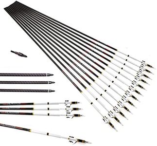 ACCMOS 3K Flecha de Carbono Spine 350 Carbón Tejido Eje, ID 6,2 mm Flechas de Tiro con Arco, para Arco Largo Arco Recurvo Arco Compuesto Caza 12 pzs (12pcs, Spine 350)