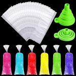 Boao 240 Pieces Ice Lolly Bags Disposable Ice Lolly Mold Bags Plastic Ice Candy Bags with Silicone Funnel for Making Ice Yogurt Candy
