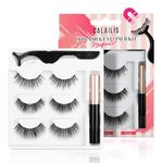 CALAILIS Magnetic Eyelashes for Women,Natural Reusable Magnet Eyelashes 3 Pairs Eyelashes Magnetic with Tweezers& Waterproof Eyeliner(CY302)