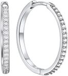 PROSTEEL Huggie Hoop Earrings for Women, Hypoallergenic 925 Sterling Silver Post Lightweight Small Sleeper Cartilage Earrings Tiny Cubic Zirconia Hoops 20mm (With Gift Box)