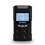 YUANKJ Multi Gas Detector, 4 Gas Monitor, CO, O2, H2S, EX Meter with Sound Light Vibrate Alarm,LCD Display,Rechargeable Tester Analyzer (Black)