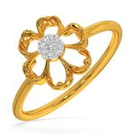 KISNA Blooming Flower S12 14KT Gold Real SI Diamond Ring for Women (Yellow)