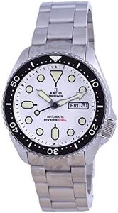 RATIO FreeDiver Dive Watch Sapphire Crystal Automatic NH36A Movement Diver Watch 200M Water Resistant Diving Watch for Men (White)