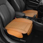 Elantrip Luxury 2 Pcs Leather Front Car Seat Cover Bottom Anti-Slip, Full Wrap Protection, Waterproof Cushion with Storage Pocket for Most Vehicles (Dark Brown)