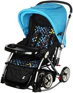 Mee Mee Baby Pram with Rocker and 3 Seating Positions, Blue/Black, (MM-29 PRAM (Blue))