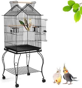 Yaheetech Volière Oiseau Cage à Oiseaux pour Canaries Grosses Perruches Canaris Calopsitte Inséparable avec Support détachable 59,5 x 59,5 x 145 cm