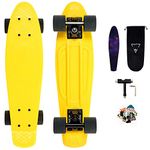 One Leopard® Mini Cruiser Skateboard, Minfly 22 Inch Complete Skateboard Retro Skateboard for Kids Teens & Adults, Classic Plastic Skateboards, T-Tool & Grip Tape & Stikers & Carry Bag Included