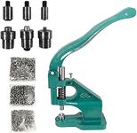 QWORK - Hand Press Heavy Duty Eyelet Grommet Machine Punch Tool Kit with 3 Dies and 1500 Pcs Silver Grommets