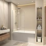 CKB 35 in. W x 55 in. H Frameless Folding Bathtub Door. 180 Degree Rotatable Shower Tub Door. 1/4" Clear Glass. Brushed Nickel