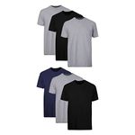 Hanes Men's Tagless ComfortSoft Crewneck T-Shirts, Undershirt, 6 Pack-Black/Grey/Blue Assorted, Medium (Pack of 6)