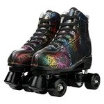 XUDREZ Unisex Roller Skates PU Leather 4 Wheel Shiny Roller Skates for Beginners Outdoor,Indoor (Lightning black black wheel,38)