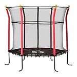 HOMCOM 5.2FT / 63 Inch Kids Trampoline With Enclosure Net Mini Indoor Outdoor Trampolines for Child Toddler Age 3-10 Years Red