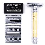 Parker Safety Razor Parker Convertible Double Head Safety Razor (Open and Closed Head Comb) and 5 Parker Razor Blades