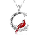 TOUPOP Cardinal Gifts for Women Sterling Silver Red Bird Cardinals Sympathy Pendant Necklace Valentines Day Jewelry for Her Wife Mom Birthday Gifts