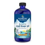 Nordic Naturals Arctic Cod Liver Oil | 1060 Mg Omega 3 Fish Oil EPA & DHA Supplement | Omega 3 Cod Liver Oil Liquid For Heart, Brain Health & Optimal Wellness Flavour Orange Fish Oil 16 Fl Oz(473 Ml)
