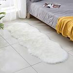 Ewolee Faux Fur Rug, Fluffy High Pile Non Slip Plush Area Rug Chair Cover Seat Pad Sofa Cushion, Decorative Throw Rug Floor Carpet for Bedroom Living Room Home Decor, 24 x 71 Inches (White)