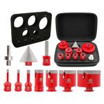 Diamond Core Drill Bit Set - FOCSTOL 10pcs (6/8/10/25/35/50/65mm+10mm Finger Milling Bit+50mm Beveling Chamfer Bit+Hex) Diamond Hole Saw Kit for Porcelain Ceramic Tile Marble Granite
