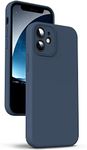 Supdeal Liquid Silicone Case for iPhone 12 Mini, [Camera Protection] [Anti Fingerprint] [Wireless Charging] 4 Layer Phone Case Protective Cover, Built-in Microfiber Case Cover, 5.4", DarkBlue