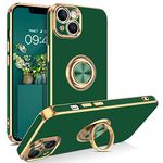 iPhone 14 Case, Phone Cases iPhone 14, VENINGO Cute Slim with 360° Ring Holder Kickstand Magnetic Car Mount Supported Soft TPU Drop Shockproof Protective Cover for iPhone 14 6.1 inch, Dark Green