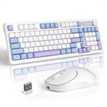 MageGee Wireless Gaming Keyboard and Mouse Combo V560, RGB Backlit Rechargeable Mechanical Feel Keyboard 2.4GHz Quiet Blue White Purple Keyboard Mouse for Mac Laptop PC Gamer