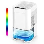 Dehumidifiers for home,40oz portable dehumidifier for bedroom,2 Working Modes,Smart Auto-Off,Ultra Quiet for Wardrobe,Bathroom,Basement,Kitchen Electric Dehumidifier 1200ml-7 led licht