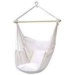 Hanging Rope Hammock Swing Chair Seat Portable with 2 Cushions and Detachable Metal Support for Any Indoor Or Outdoor Spaces Bar Swinging Patio Bedrooms Teen Girls Room Decor