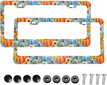 Dujiea 2 Pieces Pumpkins Aluminum Metal License Plate Frame with Screw Caps, 2 Holes License Plate Frame Car Tag Cover Holder for Us Standard Vehicles